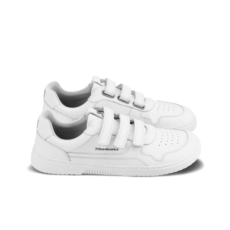 Load image into Gallery viewer, Eco-friendly Barefoot Sneakers Barebarics Zing Velcro - All White - Leather