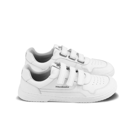 Eco-friendly Barefoot Sneakers Barebarics Zing Velcro - All White - Leather