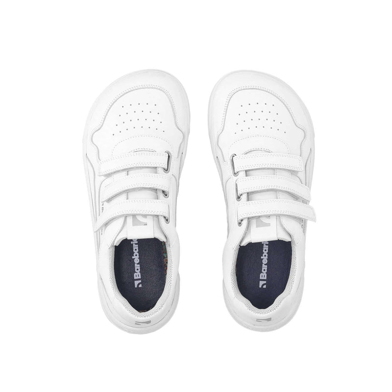 Load image into Gallery viewer, Eco-friendly Barefoot Sneakers Barebarics Zing Velcro - All White - Leather