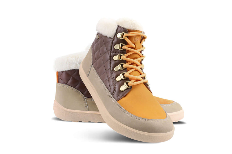 Load image into Gallery viewer, Eco-friendly Barefoot Boots Be Lenka Olivia - Taupe, Dark Brown & Orange
