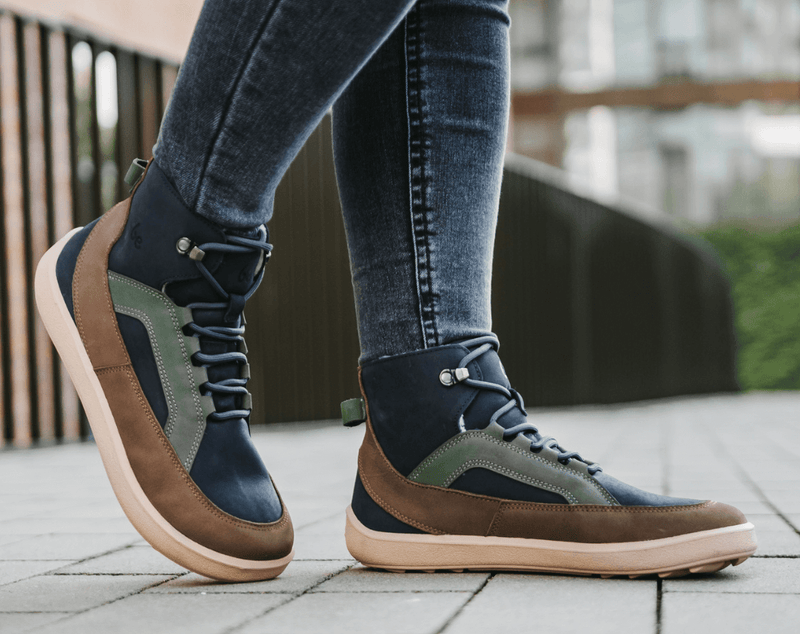 Load image into Gallery viewer, Eco-friendly Barefoot Boots Be Lenka York - Navy, Brown & Beige