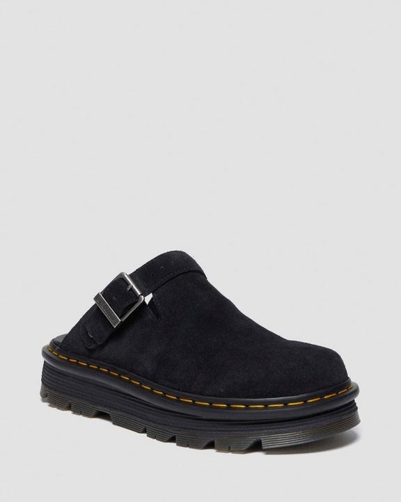 Load image into Gallery viewer, Dr Martens Zebzag Platform Mule Suede Unisex Slingback Sandals - Black