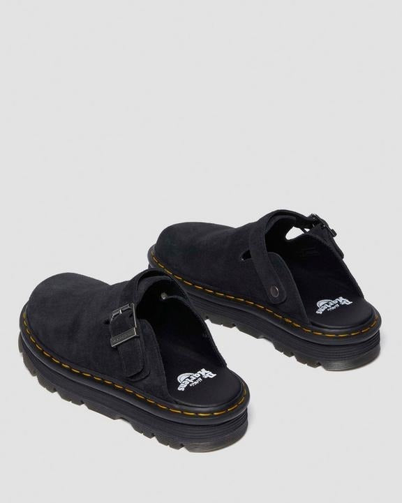 Load image into Gallery viewer, Dr Martens Zebzag Platform Mule Suede Unisex Slingback Sandals - Black