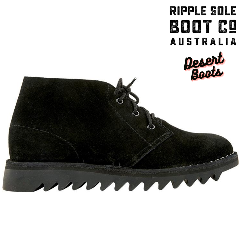Load image into Gallery viewer, Ripple Sole Mens Harley Suede Leather Desert Boots Chukka Shoes Lace Up - Black