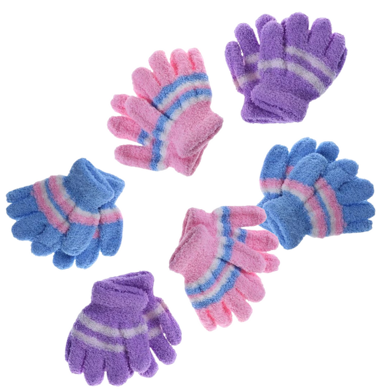 Load image into Gallery viewer, 6 Pair Baby Gloves Warm Winter Full Finger Thermal Coral Fleece Kids Boys Girls