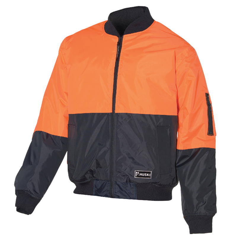 Load image into Gallery viewer, HUSKI 3M Flyer Fully Waterproof Bomber Jacket Hi Vis Work Quilted Lining - Orange