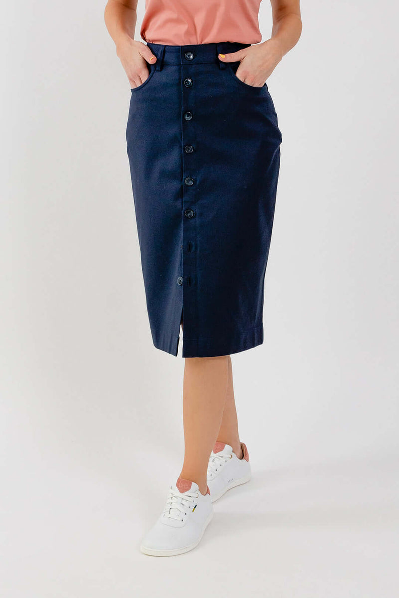 Load image into Gallery viewer, Women's Midi Skirt Be Lenka Essentials - Navy