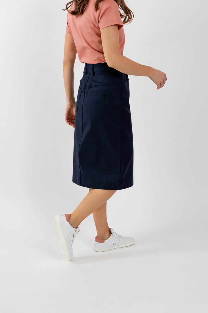Load image into Gallery viewer, Women's Midi Skirt Be Lenka Essentials - Navy