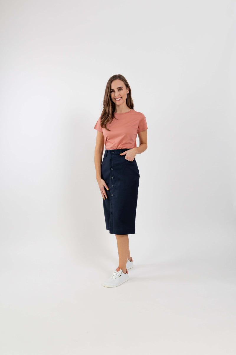 Load image into Gallery viewer, Women's Midi Skirt Be Lenka Essentials - Navy