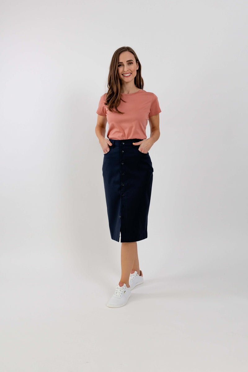 Load image into Gallery viewer, Women's Midi Skirt Be Lenka Essentials - Navy