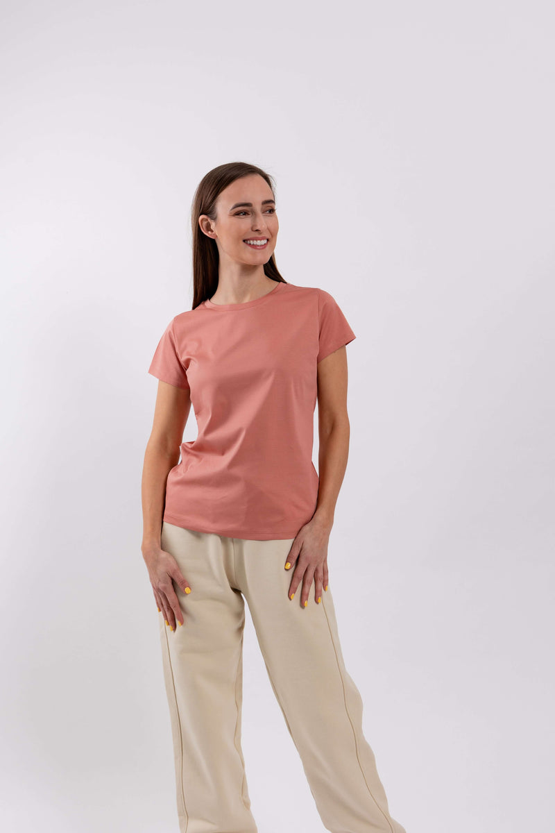 Load image into Gallery viewer, Women's Round Neck t-shirt Be Lenka Essentials - Salmon Pink