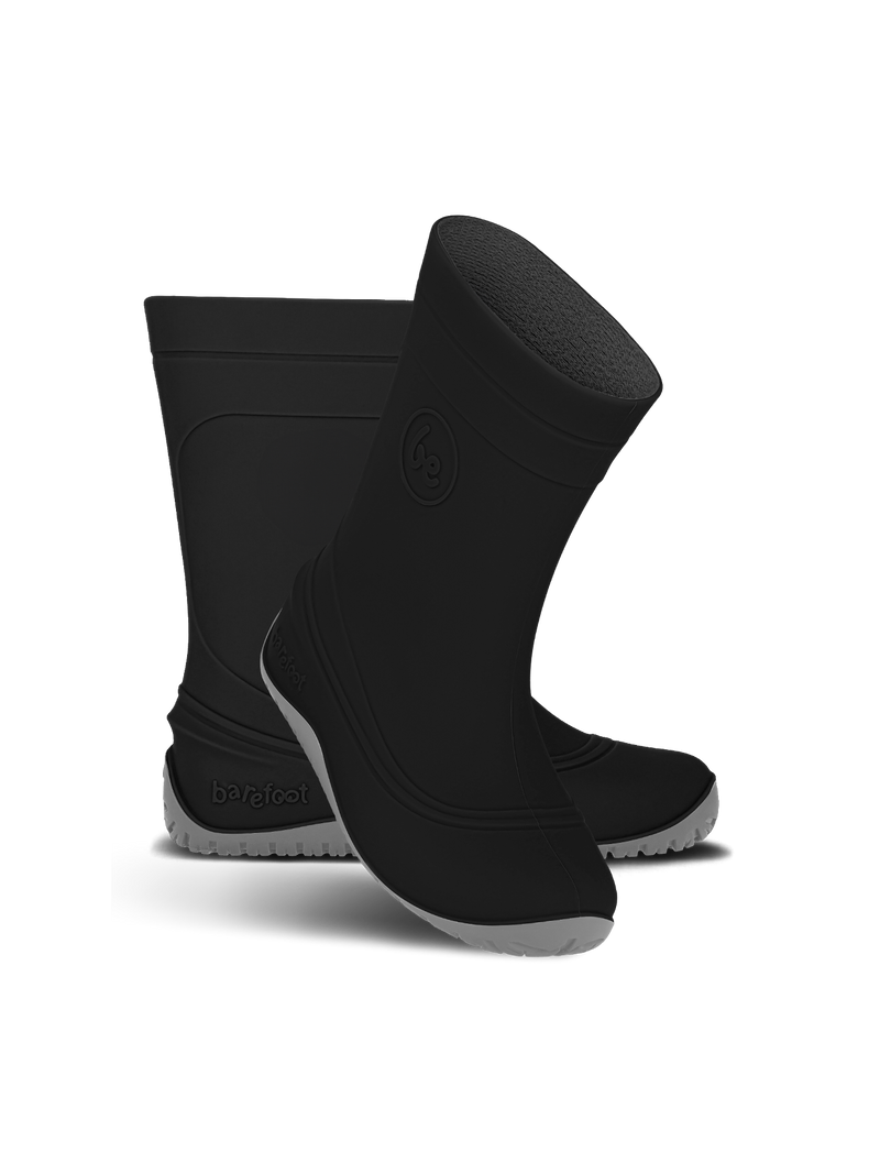 Load image into Gallery viewer, Be Lenka Kids Barefoot Rain Boots in Black, designed for comfort and rainy-day adventures with waterproof protection.