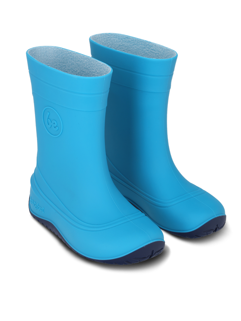 Load image into Gallery viewer, Be Lenka Kids Barefoot Rain Boots in Aqua Blue for flexible, waterproof play and natural foot movement.