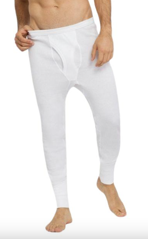 Load image into Gallery viewer, Thermo Fleece Mens Thermal Long John Tights Baselayer Cotton Blend Pants - White