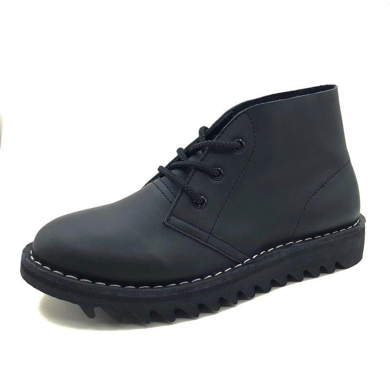Load image into Gallery viewer, Ripple Sole Mens Harley Smooth Leather Desert Boots Chukka Shoes Lace Up - Black