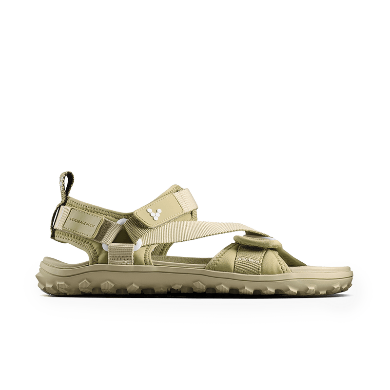 Load image into Gallery viewer, Vivobarefoot Tracker Ora Mens Barefoot Hiking Sandal – Dune in a light green color, designed for outdoor activities.