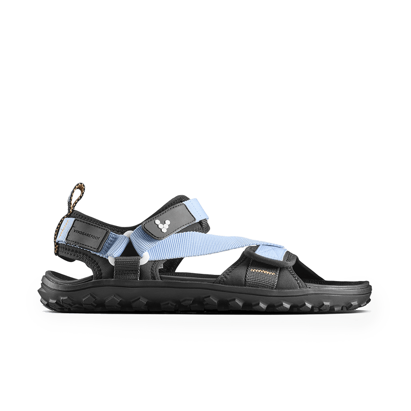 Load image into Gallery viewer, Vivobarefoot Tracker Ora Sandal Womens Skyway side view showcasing breathable design and rugged sole.