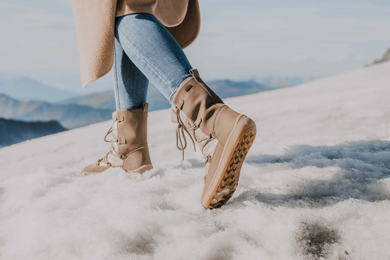 Load image into Gallery viewer, Eco-friendly Winter Barefoot Boots Be Lenka Snowfox Woman - Champagne & Brown