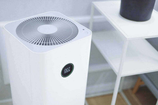 Modern portable air conditioner in a home setting.