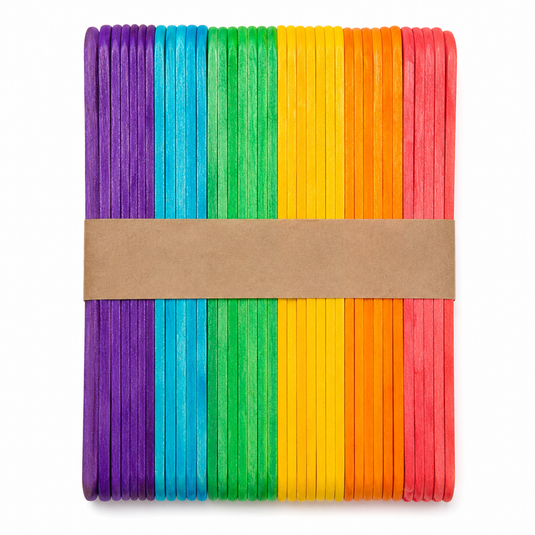 50x Coloured Wooden Craft Sticks 150mm for Arts, Crafts and School Projects-2