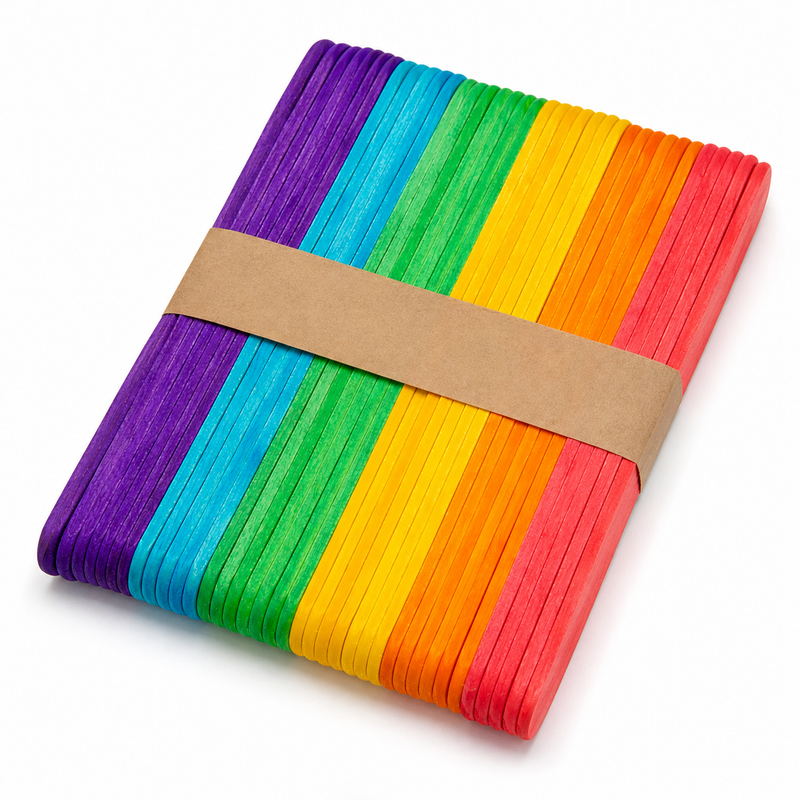 Load image into Gallery viewer, 50x Coloured Wooden Craft Sticks 150mm for Arts, Crafts and School Projects-1
