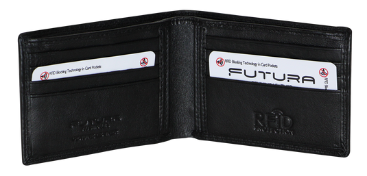 Futura Mens RFID Slim Genuine Leather Wallet - Black-1