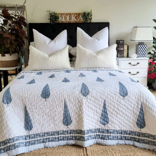 Kolka Pine Tree Reversible Quilt - Grey (King - 228 cm x 274 cm)-4