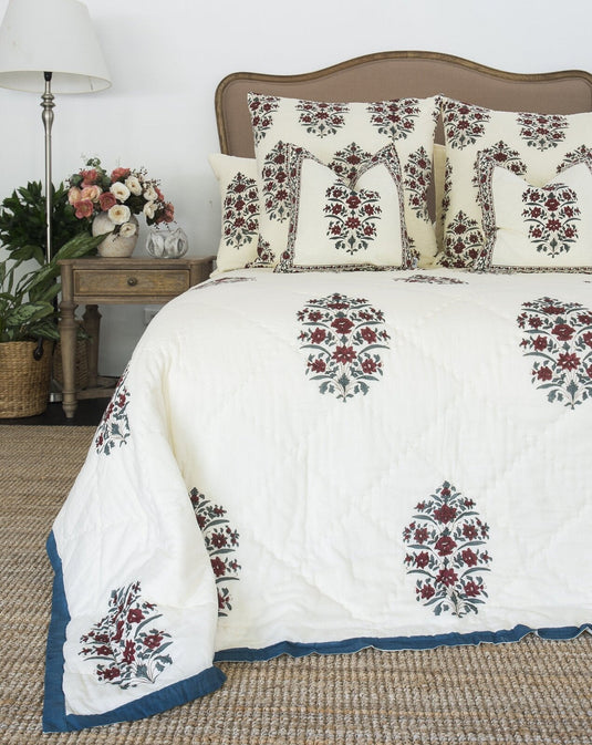 Gulbahar Bedspread Coverlet Summer Light Quilt - Ruby (Queen - 210 cm x 210 cm)-1