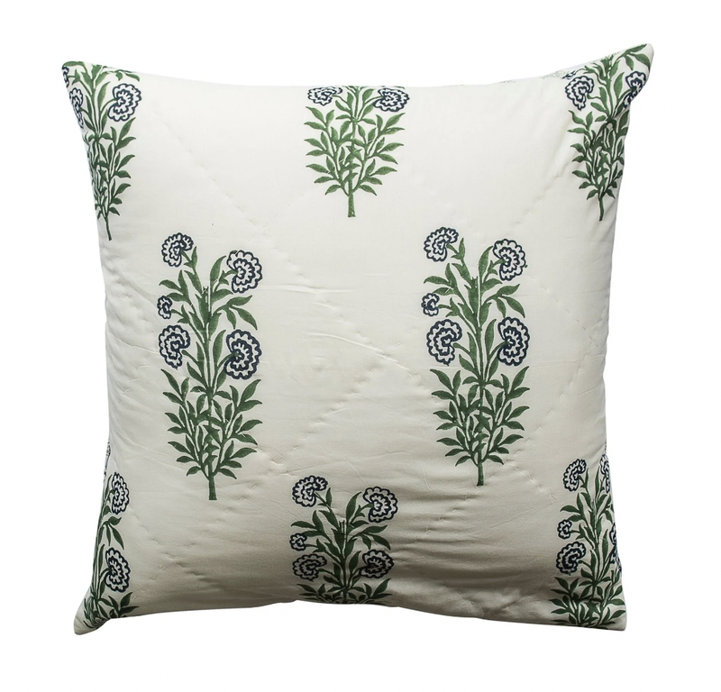Load image into Gallery viewer, Kolka Iris Quilted Euro Sham Set Super Quality Cotton Quilted Front - Green-0
