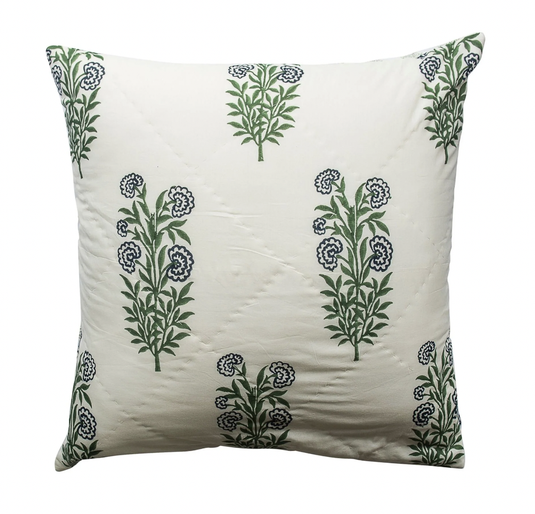 Kolka Iris Quilted Euro Sham Set Super Quality Cotton Quilted Front - Green-0