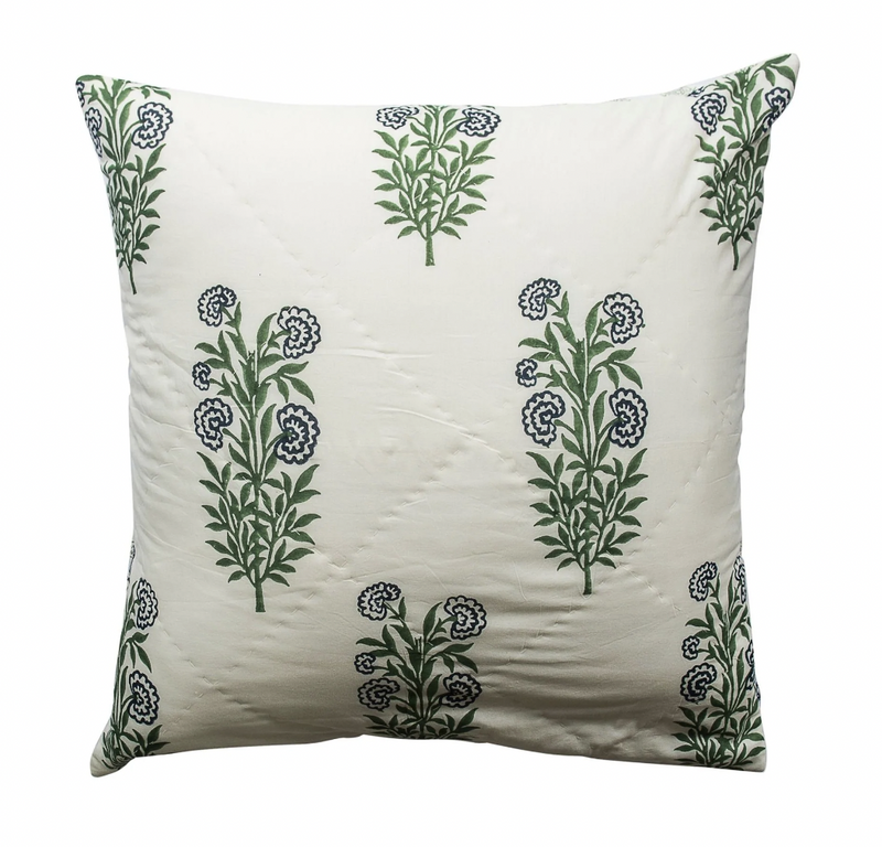 Load image into Gallery viewer, Kolka Iris Quilted Euro Sham Set Super Quality Cotton Quilted Front - Green-1
