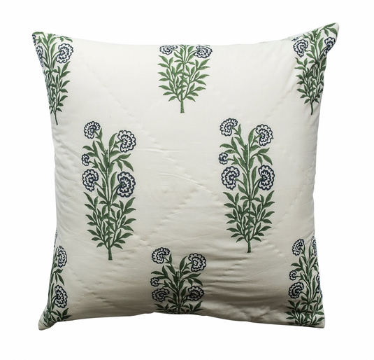 Kolka Iris Quilted Euro Sham Set Super Quality Cotton Quilted Front - Green-1