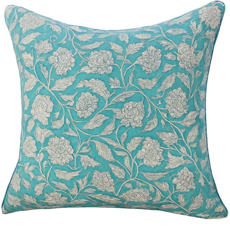 Load image into Gallery viewer, Kolka Sea Green Floral Decorative Cushion Pillow Cover - Green-0
