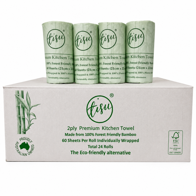 Load image into Gallery viewer, 1440x Sheets Bamboo Paper Kitchen Towels (24 Rolls x 60 Sheets)-2
