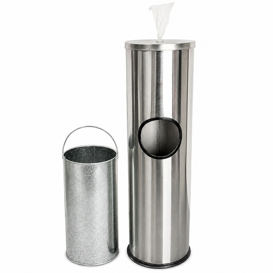 2-in-1 Freestanding Stainless Steel Antibacterial Wipes Dispenser & Bin-0