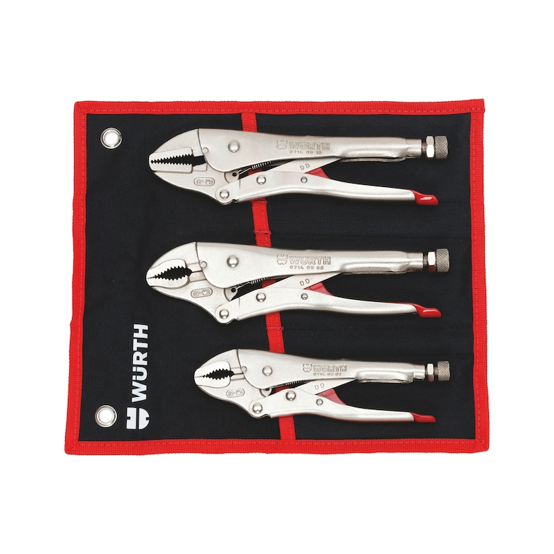 Load image into Gallery viewer, Wurth Locking Pliers Set 3 Piece Nickel Coated with Tool Roll Adjustable Clamp Wrench-0
