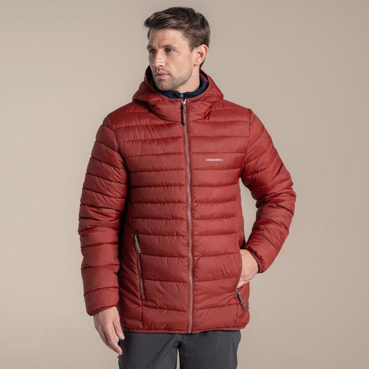 Craghoppers Mens Puffer Jacket Compresslite IX Hooded Jacket in Red Jasper