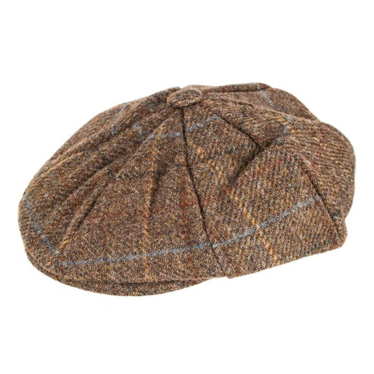 Dents Mens Abraham Moon Check Tweed Newsboy Cap - Chestnut-0