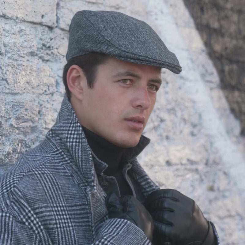 Load image into Gallery viewer, Dents Mens Abraham Moon Herringbone Tweed Flat Cap - Charcoal-3
