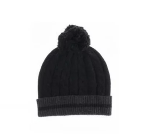 Dents Mens Cable Knit Beanie Hat Wool Warm Winter Knit - Black/Charcoal-1