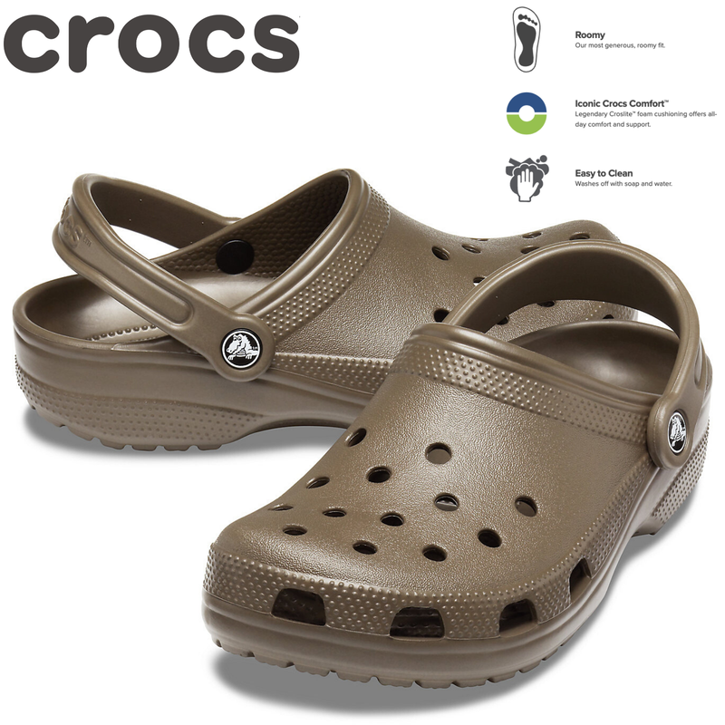 Load image into Gallery viewer, Crocs Classic Clogs Roomy Fit Sandal Clog Sandals Slides Waterproof - Chocolate-1
