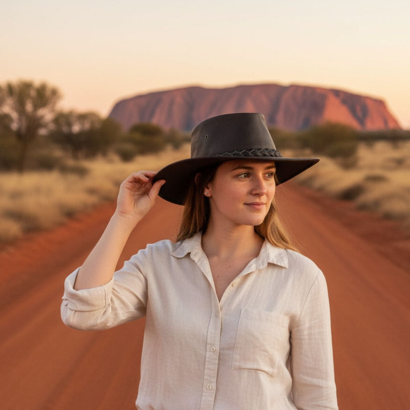 Load image into Gallery viewer, Jacaru 1001 Kangaroo Leather Hat – UPF 50+

