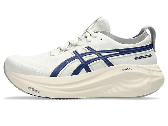 Asics Womens Gel-Nimbus 27 ATC Sneakers Runners Shoes in Birch/Indigo Blue-0