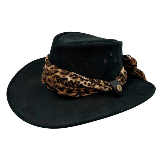 Jacaru 1020 Jillaroo Hat – Suede & Chiffon Scarf | UPF 50+