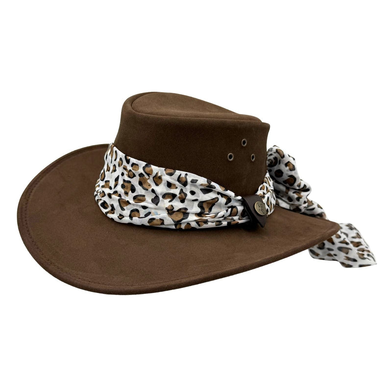 Load image into Gallery viewer, Jacaru 1020 Jillaroo Hat – Suede &amp; Chiffon Scarf | UPF 50+
