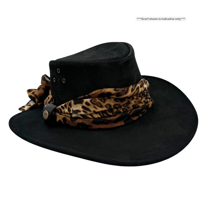 Load image into Gallery viewer, Jacaru 1020 Jillaroo Hat – Suede &amp; Chiffon Scarf | UPF 50+
