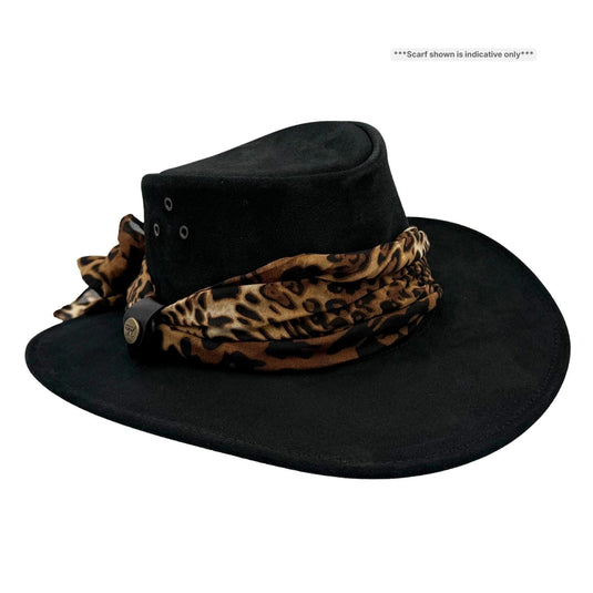 Jacaru 1020 Jillaroo Hat – Suede & Chiffon Scarf | UPF 50+