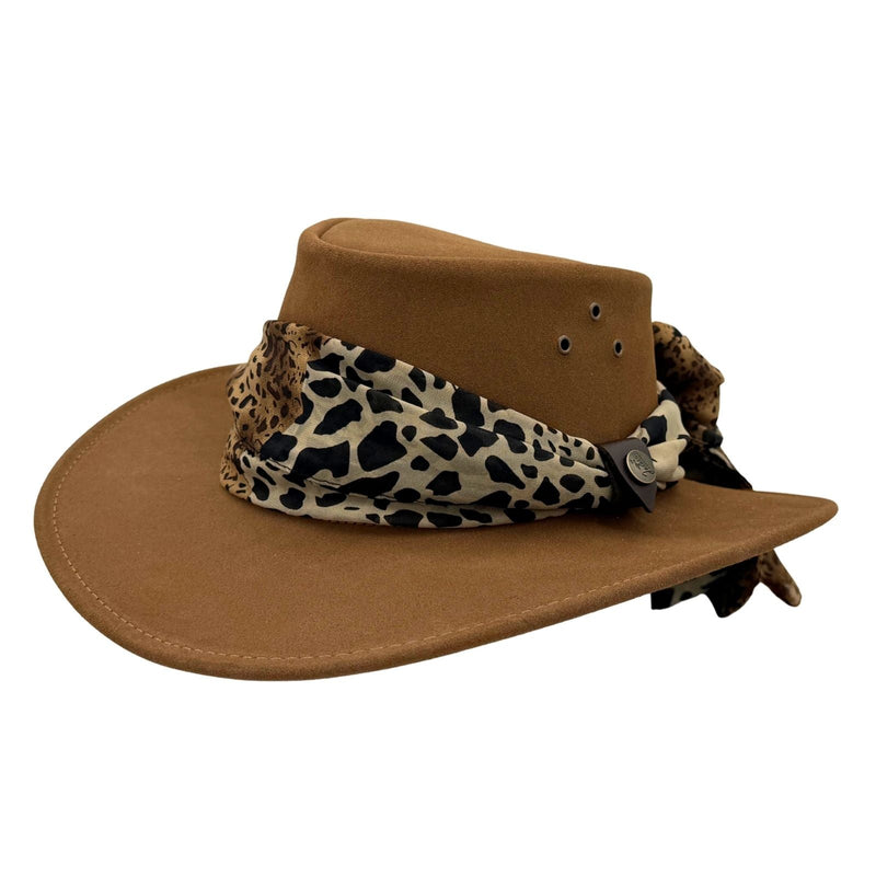 Load image into Gallery viewer, Jacaru 1020 Jillaroo Hat – Suede &amp; Chiffon Scarf | UPF 50+
