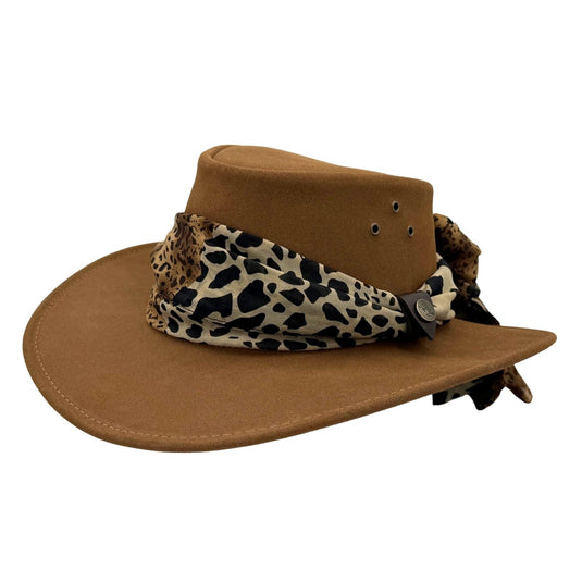 Jacaru 1020 Jillaroo Hat – Suede & Chiffon Scarf | UPF 50+