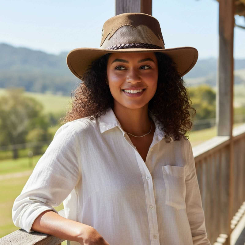 Load image into Gallery viewer, Jacaru 1021 Blaze Hat – Suede &amp; Mesh Crown | Made in Australia
